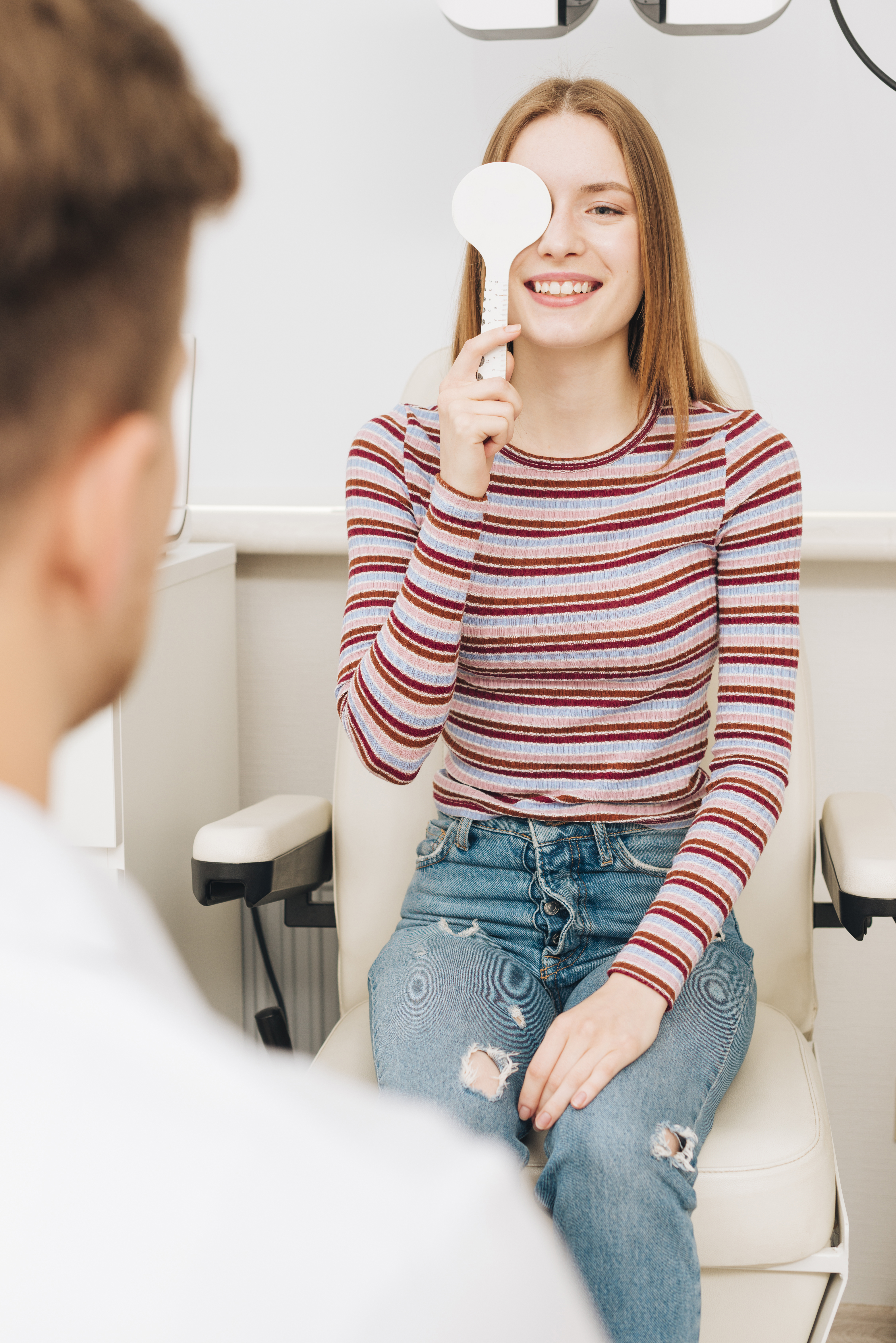 Eye examination in progress